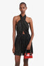 Saint Laurent Black/Gold Metallic Halter Mini Dress Size M