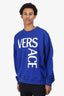 Versace Blue/White Logo Long Sleeve Sweatshirt Size XL Mens