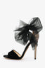 Jimmy Choo Black Velvet Mesh Bow Detailed Heels Size 39.5