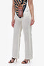 Magda Butrym 2022 White Cotton/Crochet Wide Leg Pants Size 34