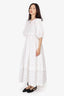 Cecilie Bahnsen White Ruffle 3/4 Sleeve Maxi Dress Size 4