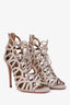 Aquazurra Beige Suede Lace Up Heels Size 36