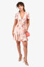 Zimmerman Pink Floral V-Neck Pleated Dress Size 2