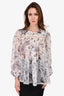 Zimmermann Grey Floral Sheer Silk Blouse Size 1