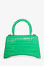 Balenciaga Green Embossed Leather Hourglass X-Small Top Handle Bag