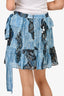 Ulla Johnson Blue/Black Silk Ruffle Mini Skirt Size 4