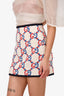 Gucci Cream Boucle Tweed Patterned GG Logo Mini Skirt Size 36