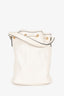 Prada White Leather Logo Bucket Crossbody Bag