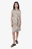 Akris Punto Beige Belted Zip-up Sleeveless Mini Shirt Dress Size 14