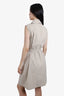 Akris Punto Beige Belted Zip-up Sleeveless Mini Shirt Dress Size 14