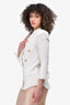 Balmain White Tweed Padded Shoulder Blazer Size 36