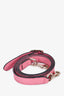 Gucci Pink Leather Trim Raffia Bamboo Top Handle With Strap