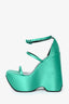 Versace Teal Satin Mega Platform Sandals Size 38.5