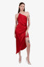 Michelle Mason Red Silk Side Knot Cold-Shoulder Midi Dress Size 6