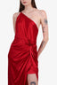 Michelle Mason Red Silk Side Knot Cold-Shoulder Midi Dress Size 6