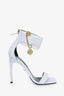 Versace White Leather Safety Pink Heels Size 39