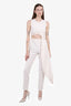 Roksanda White Silk Ruched Side Cutout Jumpsuit Size 8