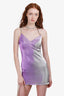 Area Purple Stretch Lamé Crystal Choker Mini Dress Size S  'As Is'