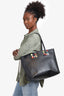 Fendi Black Leather Rainbow Stud Medium Roll Tote