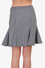 Versace Blue/White Wool Houndstooth Peplum Skirt Size 40