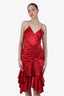 Alexandre Vauthier Red Silk-blend Ruffle Hem Cocktail Dress size 38 (As Is)