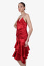 Alexandre Vauthier Red Silk-blend Ruffle Hem Cocktail Dress size 38 (As Is)