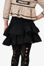 PHI Black Ruffle Silk Tiered Mini Skirt Size 4