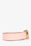 Valentino by Mario Valentino Pink Leather Gold 'V' Buckle Embossed Belt Size S