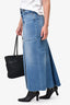 Reformation Blue Medium Wash Denim Slit Maxi Skirt 26