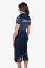 Versace Navy Blue Cutout Short-Sleeve Midi Dress Est. Size 6