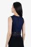 Prada Navy Mesh Floral Cut-out Sleeveless Top Size 38