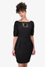 Roberto Cavalli Class Black Lace Detail 3/4 Sleeve Dress Size 42