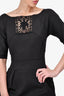 Roberto Cavalli Class Black Lace Detail 3/4 Sleeve Dress Size 42