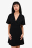 Miu Miu Black Scalloped Ruched Belted Midi Dress Size 38