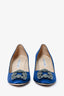 Manolo Blahnik Blue Satin Hangisi 70 Heels Size 39.5