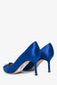 Manolo Blahnik Blue Satin Hangisi 70 Heels Size 39.5