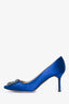 Manolo Blahnik Blue Satin Hangisi 70 Heels Size 39.5