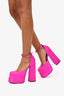 Versace Fuchsia Pink Satin Medusa Aevitas Platform Heels Size 38