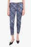 Prada Blue Plaid Print Trousers Size 40