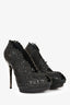 Salvatore Ferragamo Black Leather Perforated Heels Size 7