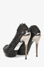 Salvatore Ferragamo Black Leather Perforated Heels Size 7