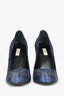 Prada Blue Striped Square Toed Heels Size 36.5