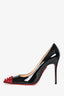 Christian Louboutin Black/Red Patent Leather Spike Heels Size 36.5