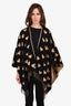 Burberry Black/Beige Reversible Heart Patterned Poncho Est. Size O/S