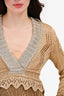 Roberto Cavalli Gold/Silver Metallic V-Neck Sweater Size 38