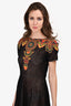 Valentino Navy/Multicoloured Embroidered Shoulder Detailed Dress Size M