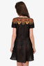 Valentino Navy/Multicoloured Embroidered Shoulder Detailed Dress Size M