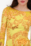 Versace Yellow Graphic Printed Bodycon Midi Dress Size 38