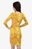 Versace Yellow Graphic Printed Bodycon Midi Dress Size 38