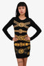 Versus Versace Black Belt Printed Stud Embellished Mini Dress Size S